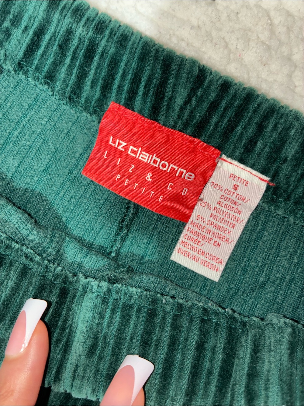 Liz Claiborne Teal Ribbed Velvet Pants - Picture 3 of 3